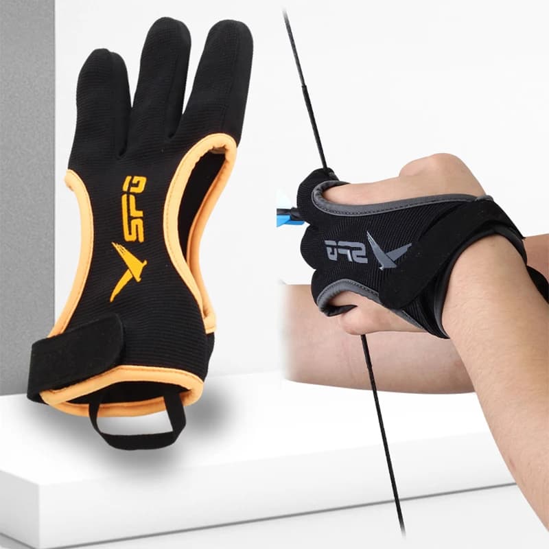 Gant trois doigts pour arc traditionnel - Protection renforcée pour pêche à l'arc et tir à l'arc