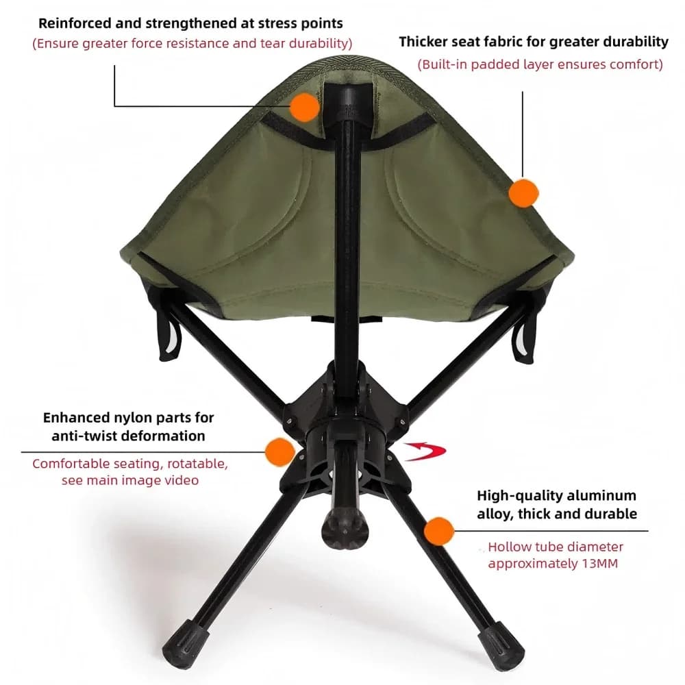Tabouret pliant rotatif TINSOL en aluminium miniature pour pêche camping et pique-nique léger