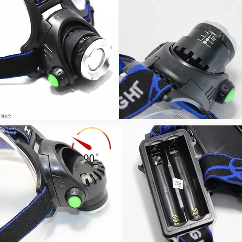 Lampe frontale pêche LED induction batterie 18650 aluminium haute luminosité pour camping