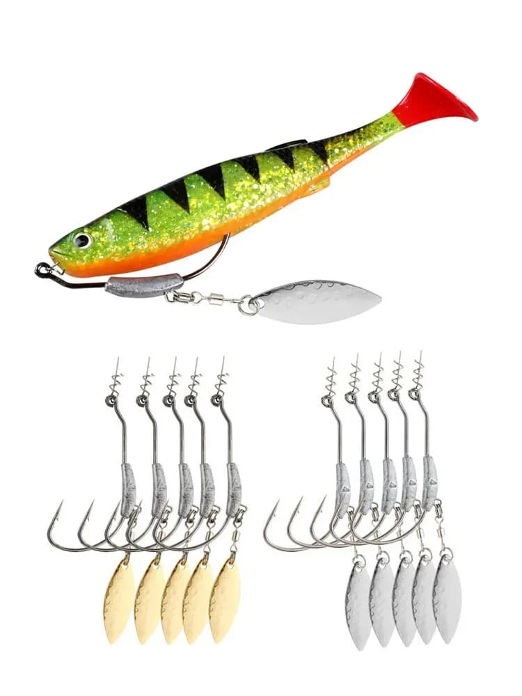 10 hameçons jig head avec spin lock pin pour pêche au leurre souple - Poids 2G 3G 4G, acier carbone