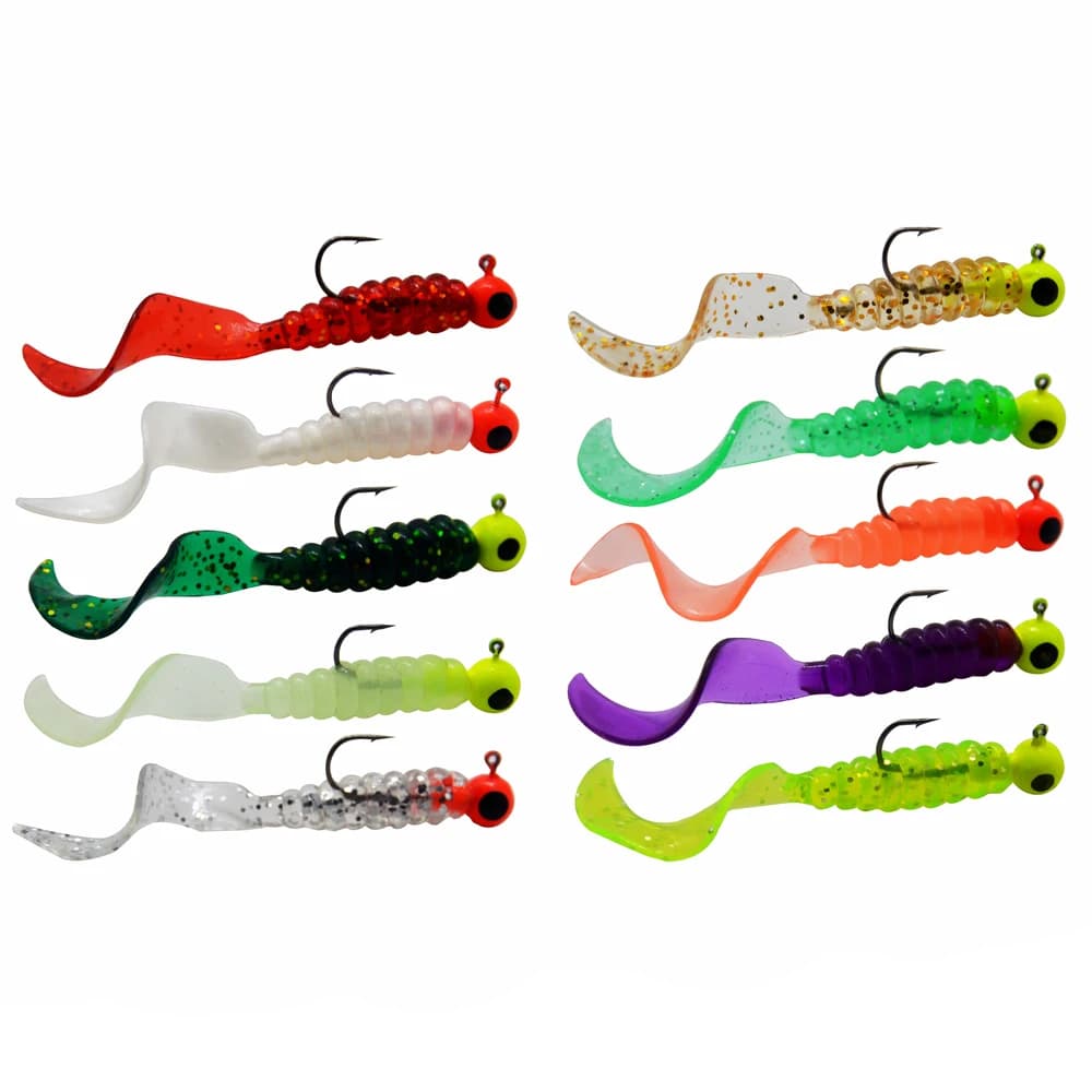 Set 34 pièces hameçons métal + vers souples - Leurres artificiels pour pêche au grub
