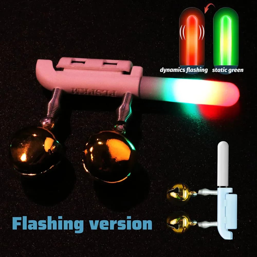 Alarme de touche pour pêche de nuit avec double clochette, capteur et lampe LED rechargeable USB