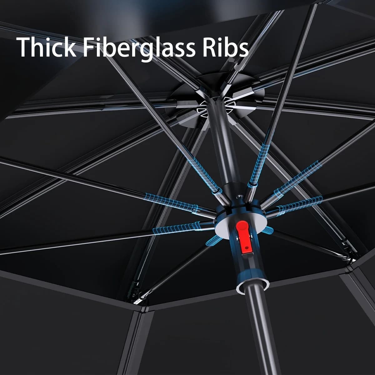Parapluie pêche perche aléatoire colle noire épaissie 360° réglable acier inox ressort housse