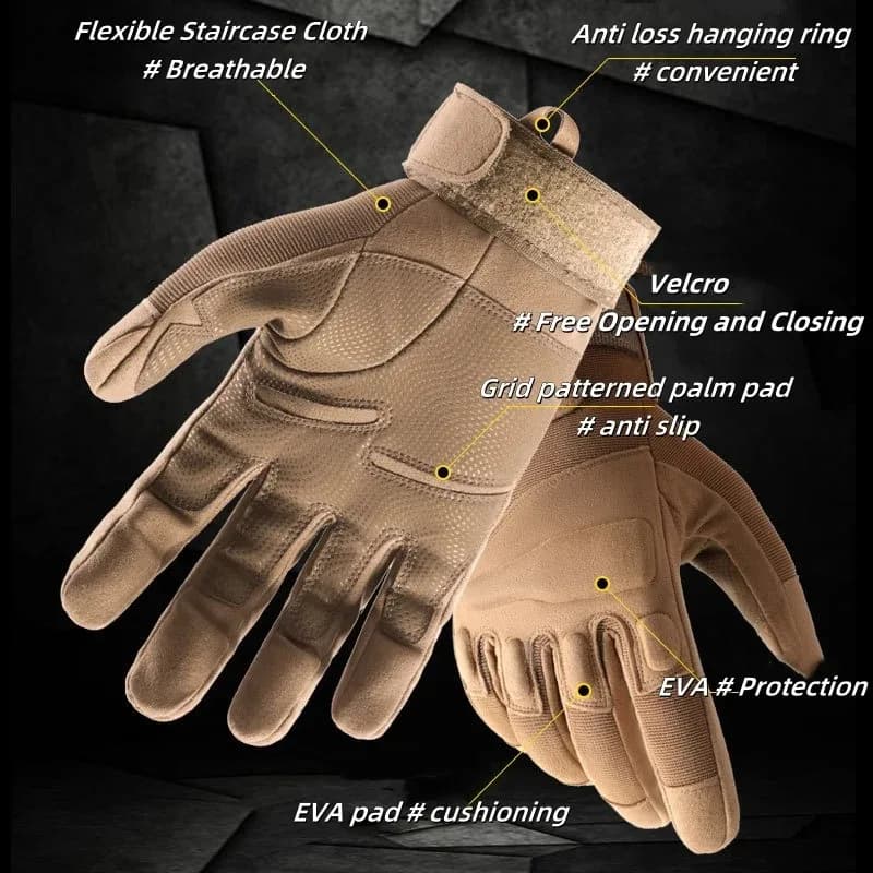 Gants tactiques hiver coque caoutchouc épais écran tactile pêche équitation camping froid