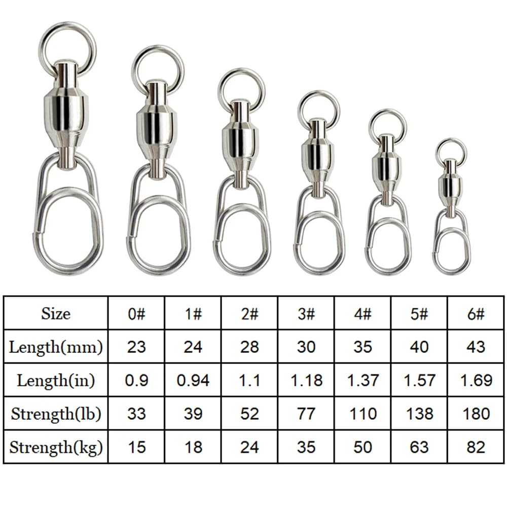 10 émerillons rapides à roulement à billes inox 9km - accessoires pêche connecteurs clips