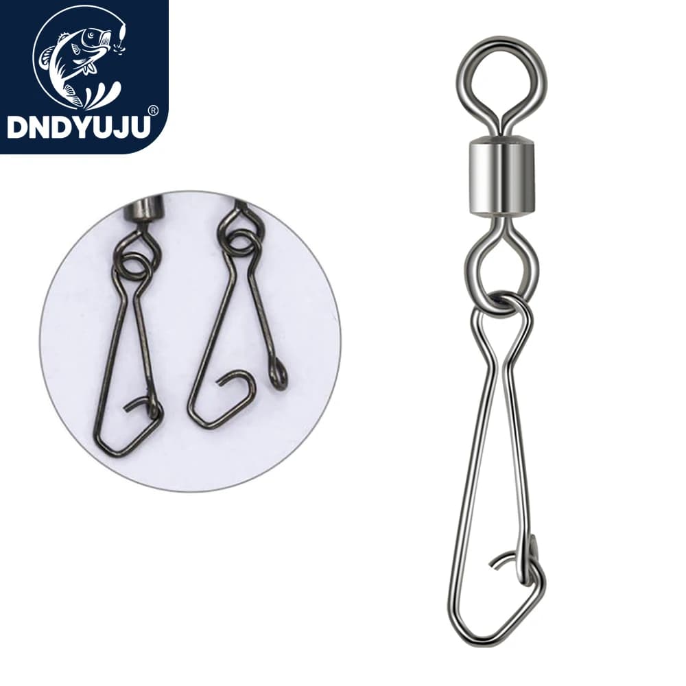 Barillet tournant avec émerillon et clip pour hameçons et leurres de pêche - Lot de 10
