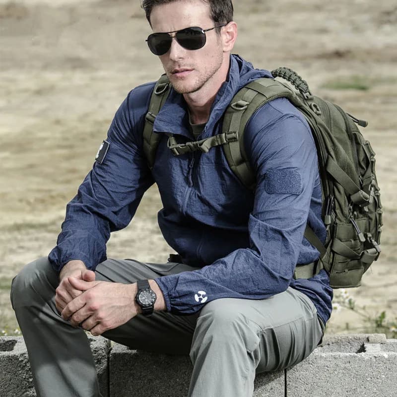Veste tactique légère été homme coupe-vent fine capuche imperméable respirante séchage rapide