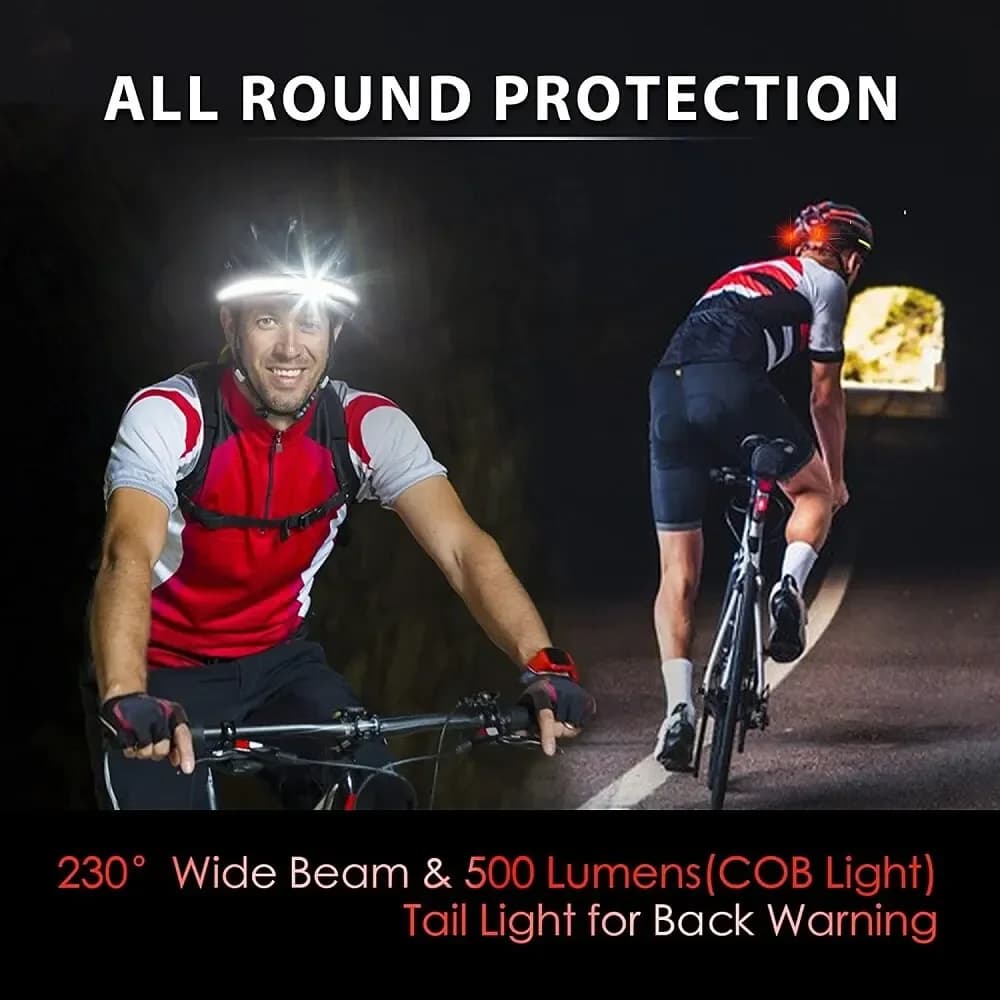 Lampe frontale rechargeable 3 modes COB avec lumière rouge arrière pour pêche et running