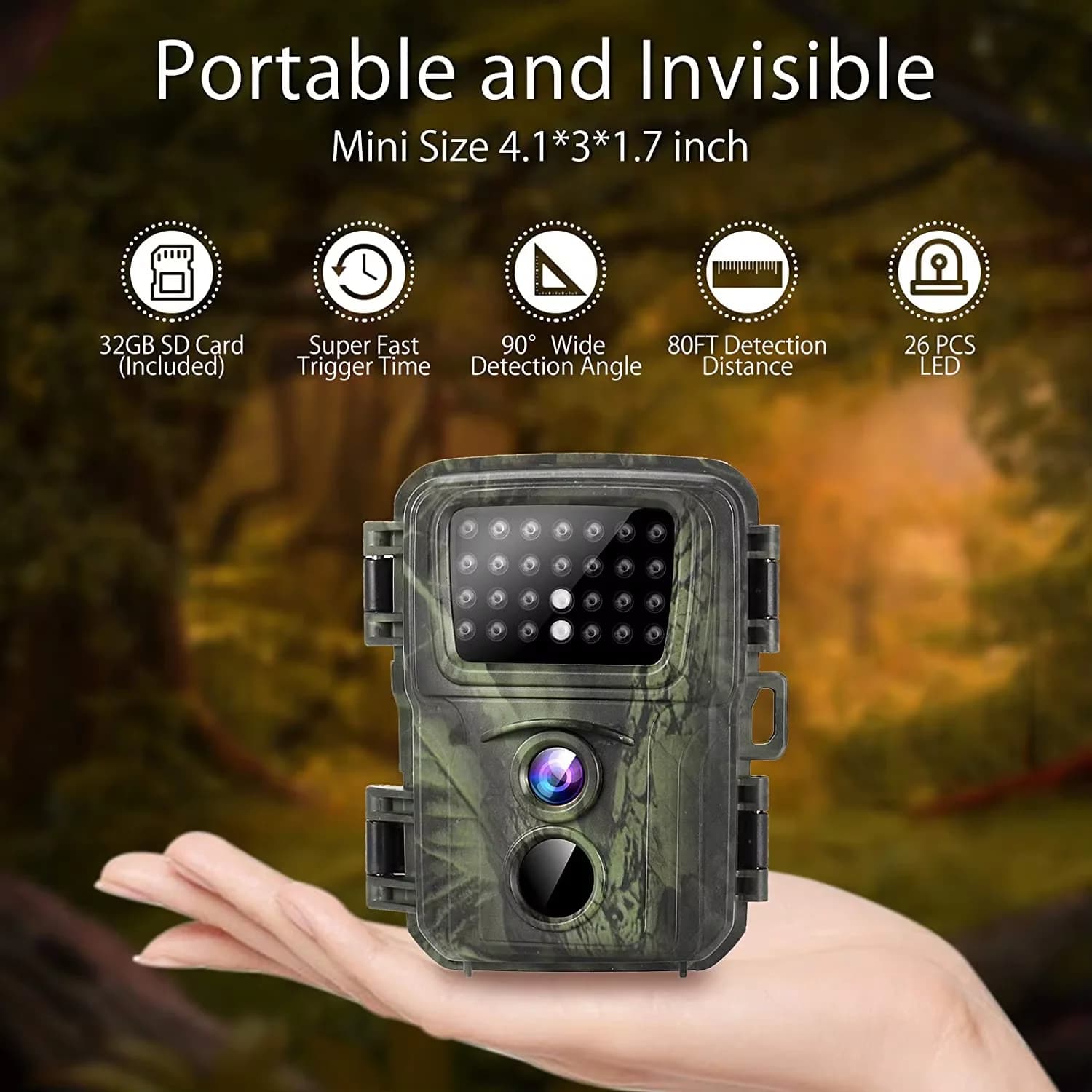 Mini caméra trail chasse 20MP 1080P IP65 étanche - Surveillance forêt animaux vision nocturne tracking