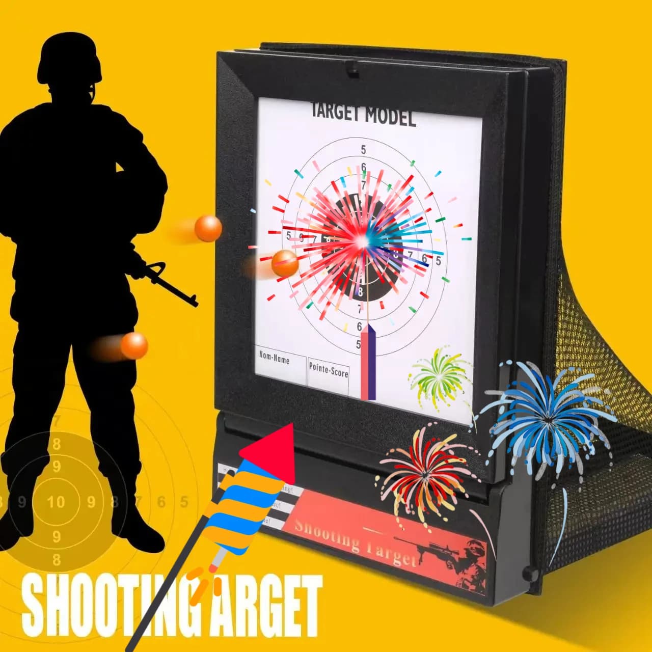 Cible Airsoft métal pliante A2 avec piège BB - Cible portable recyclage pellets entraînement tir