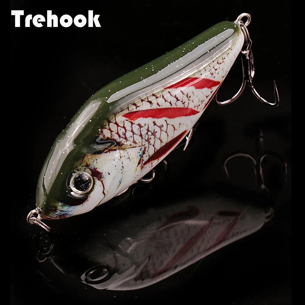 Slider jerkbait TREHOOK 6-10cm sinking avec vibration hiver pour brochet et sandre
