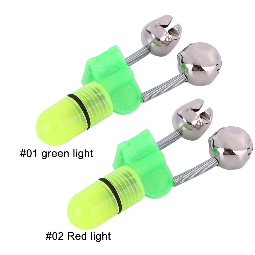 Alarme lumineuse pour pêche de nuit - Double clochette LED pour cannes mer avec clip et alerte sonore