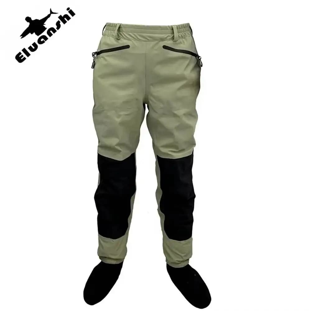 Waders pêche à la mouche ELUANSHI taille hanche plats pieds chaussettes durables hauts pour rivière