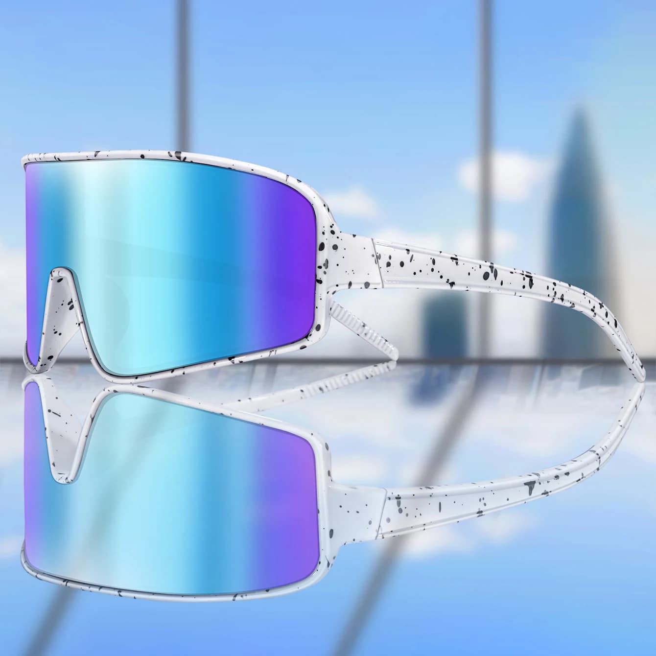 Lunettes de pêche unisexe grandes lentilles - Protection vent et UV pour pêche outdoor