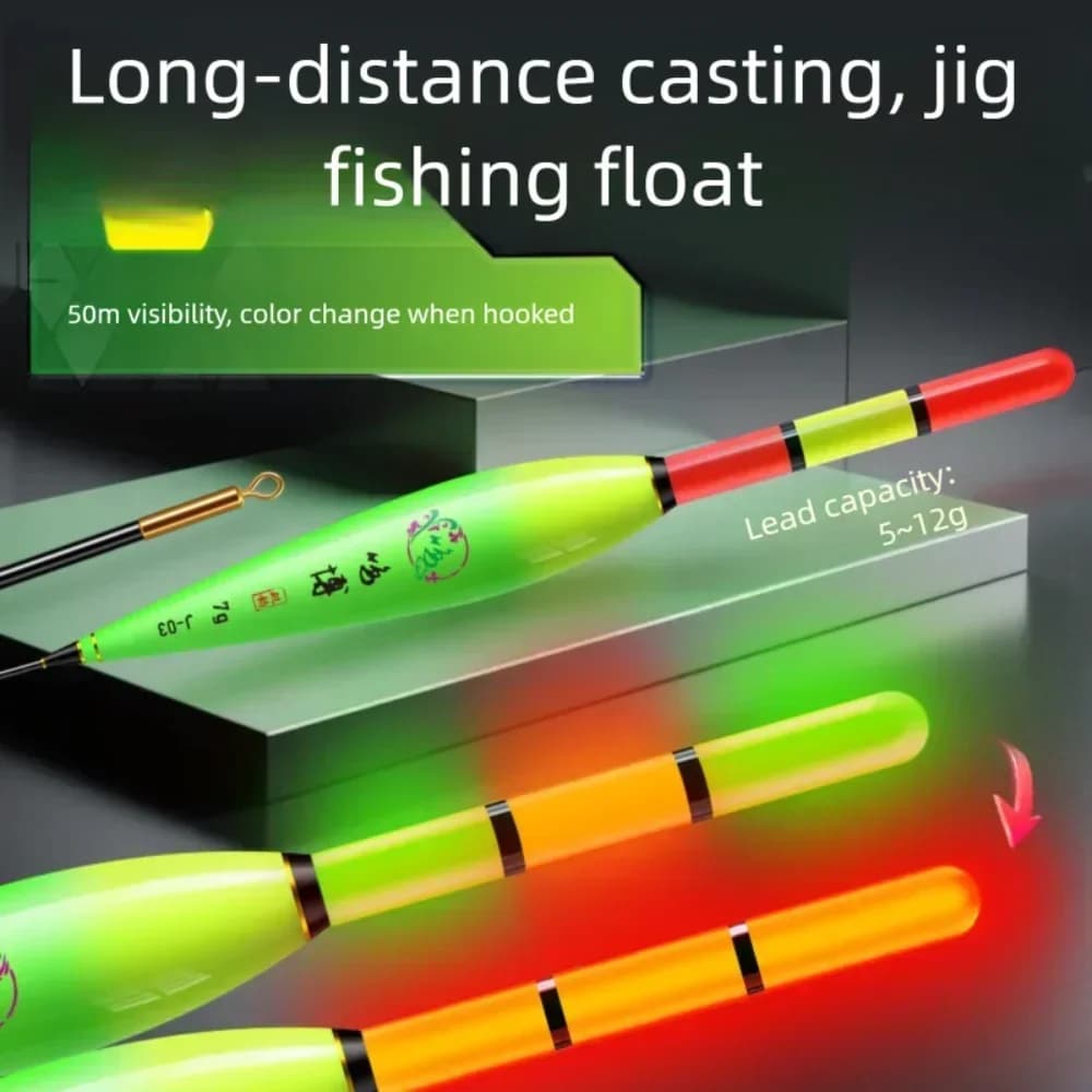 Flotteur électronique indicateur longue queue 2 lumières - tube coulissant pour pêche rocheuse nocturne