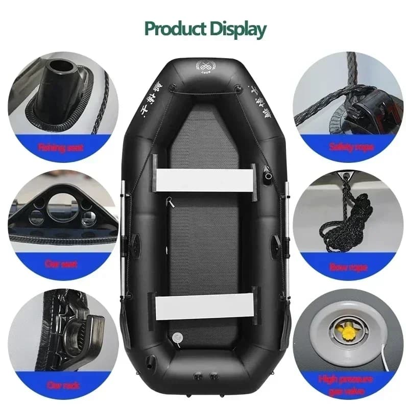 Bateau gonflable multi-tailles avec moteur électrique - Kayak pêche dérive rivière et lacs à fond rigide
