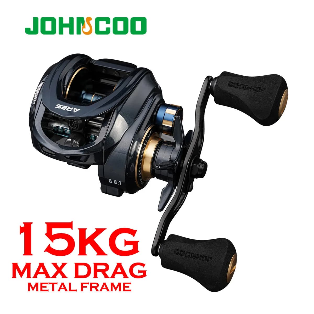 Moulinet baitcasting corps métal drague 15kg 7+1 roulements cadre aluminium pour pêche eau douce et mer