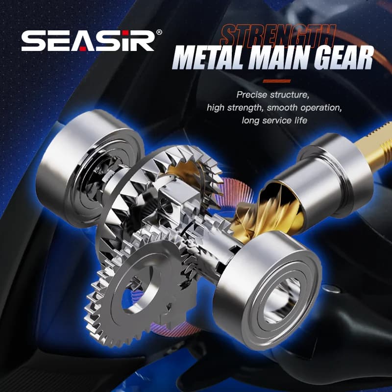 Moulinet SEASIR Black Arrow 5+1BB à engrenage métallique - Bobine aluminium et frein puissant étanche