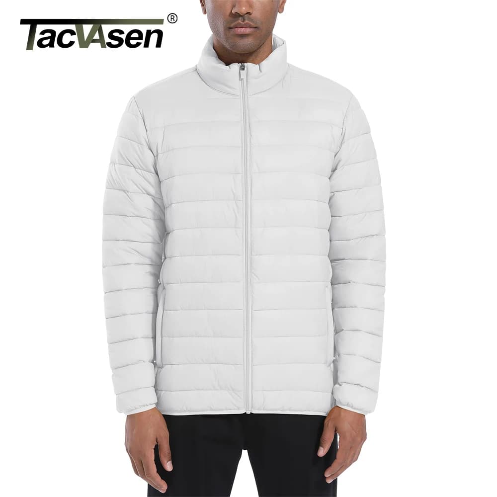 Doudoune légère homme TACVASEN col montant waterproof - Veste travail outdoor coupe-vent chaude zip complet