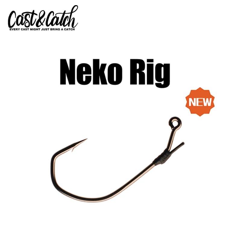 Hameçons offset Cast&Catch Neko Rig 4pcs pour leurres souples pêche carnassiers truite eau douce