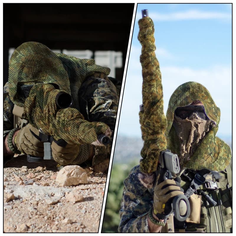 Foulard camouflage mesh sniper pour pêche - Voile visage discrétion pêche randonnée chasse extérieur