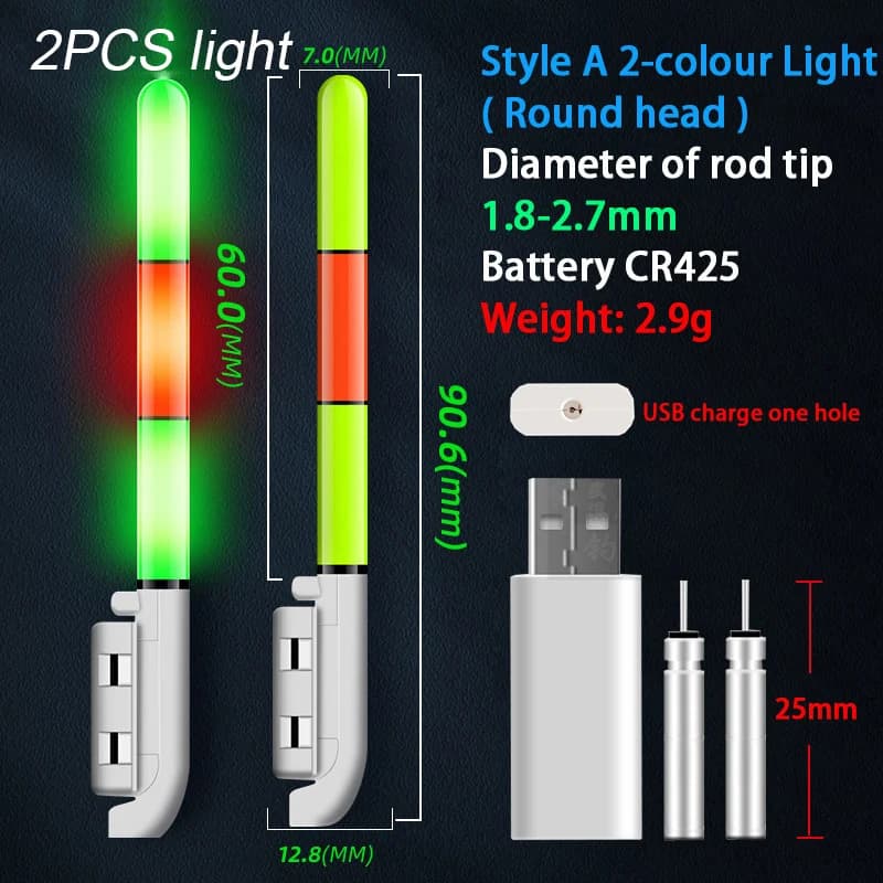 Lampe électronique CR425 pour canne à pêche - lumière LED amovible étanche pêche de nuit rocheuse