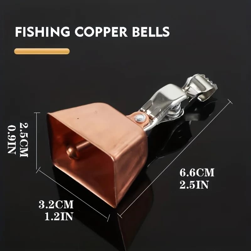Cloche d'alarme en cuivre pour canne à pêche avec indicateur de touche et pince Eagle - Accessoire pêche