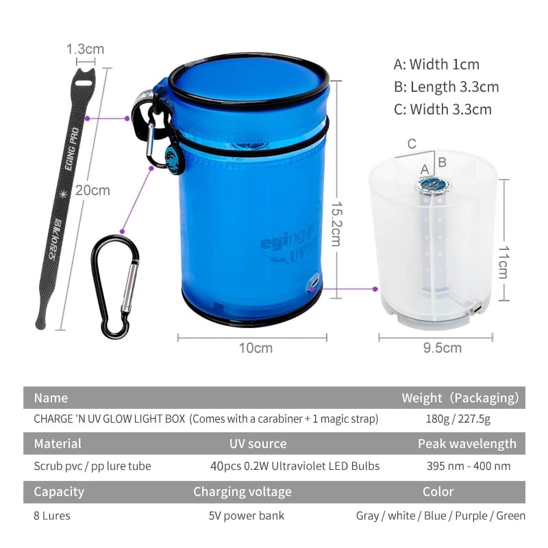 Boîte de rangement étanche pour leurres UV luminescents et jigs à calmar - Matériel de pêche en mer