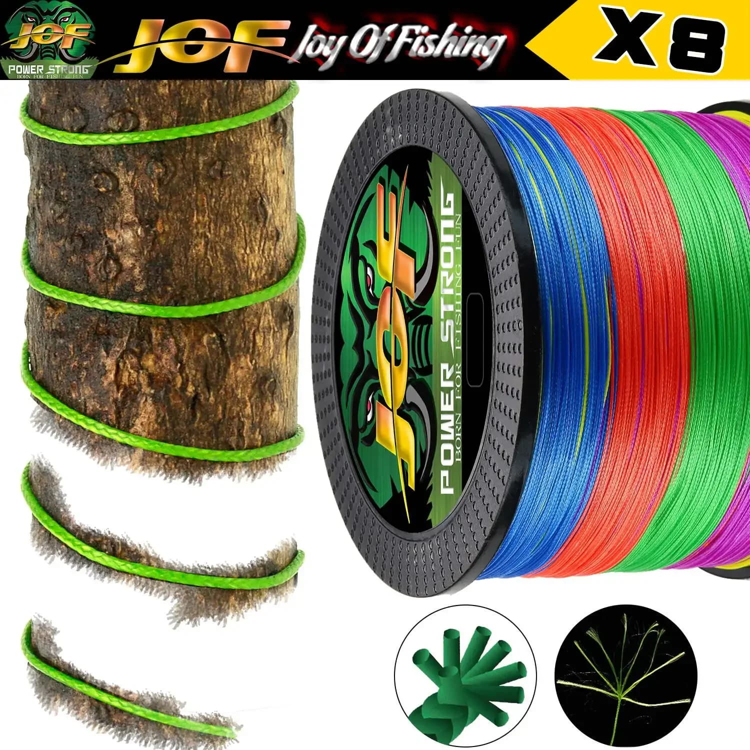 Ligne pêche JOF 8 brins multifilament PE 300-1000m durable lisse anti-morsure accessoires japonais