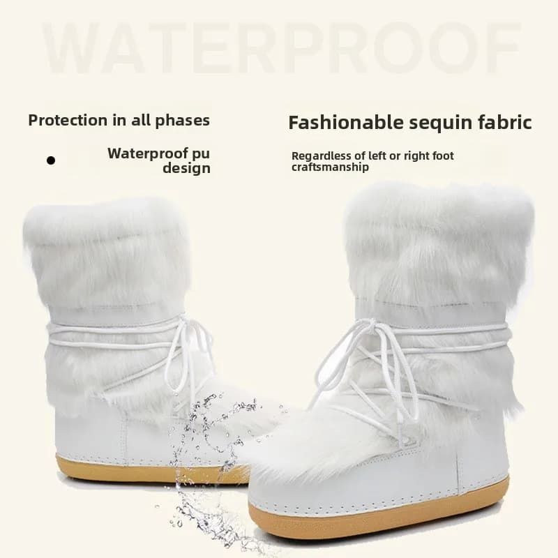 Bottes spatiales tendance pour femmes - Chaussures hiver étanches antidérapantes ski voyage