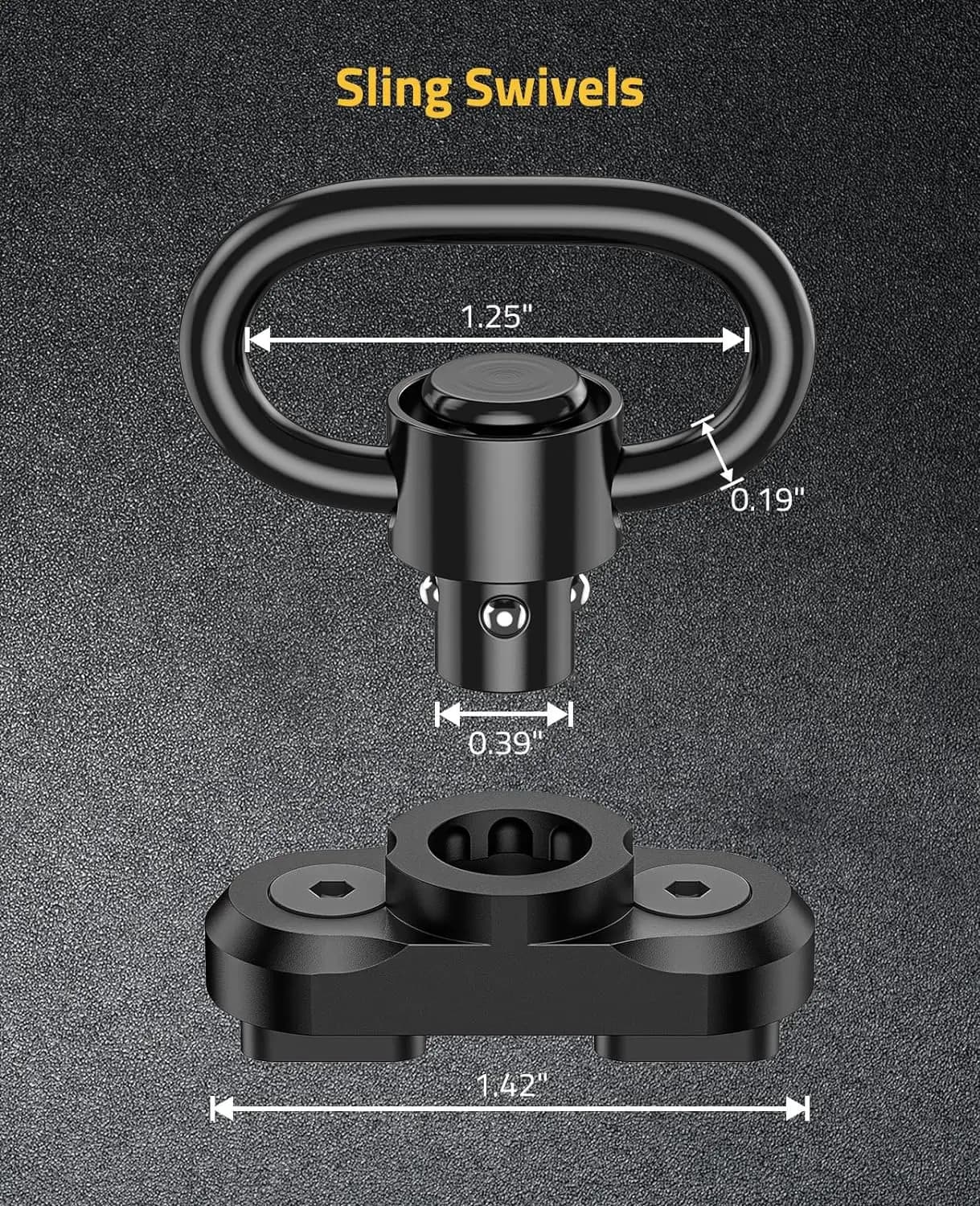 Adaptateur QD M-LOK pour fixation bretelle fusil, montage rail acier bouton poussoir