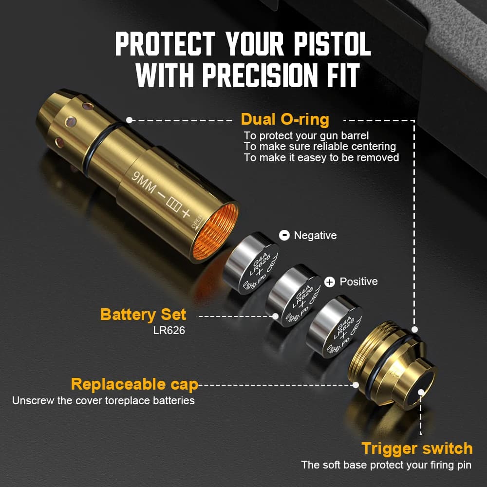 Cartouche d'entraînement laser 9mm pour pistolet - Accessoire pêche et chasse tir à sec