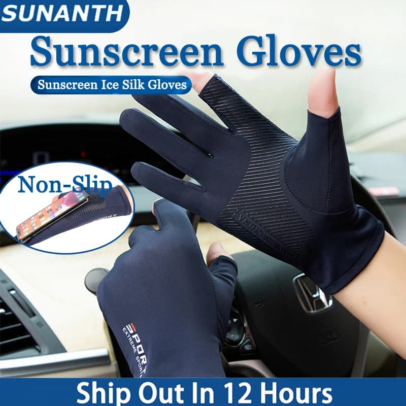 Ice Silk High-elastic Sunscreen Breathable Half-finger Gloves For Men&Women 1Pai
