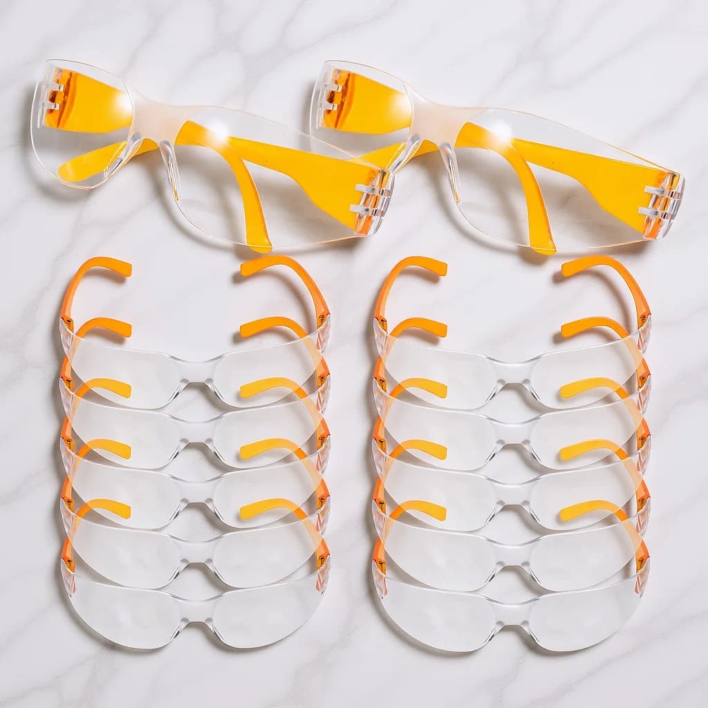 12 paires de lunettes de protection orange enfants anti-rayures pour labo sciences fête - Unisexe