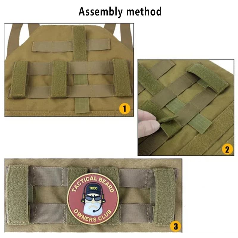 Kit adaptateurs MOLLE pour patchs pêche - 4 bandes conversion Hook&Loop personnalisation équipement