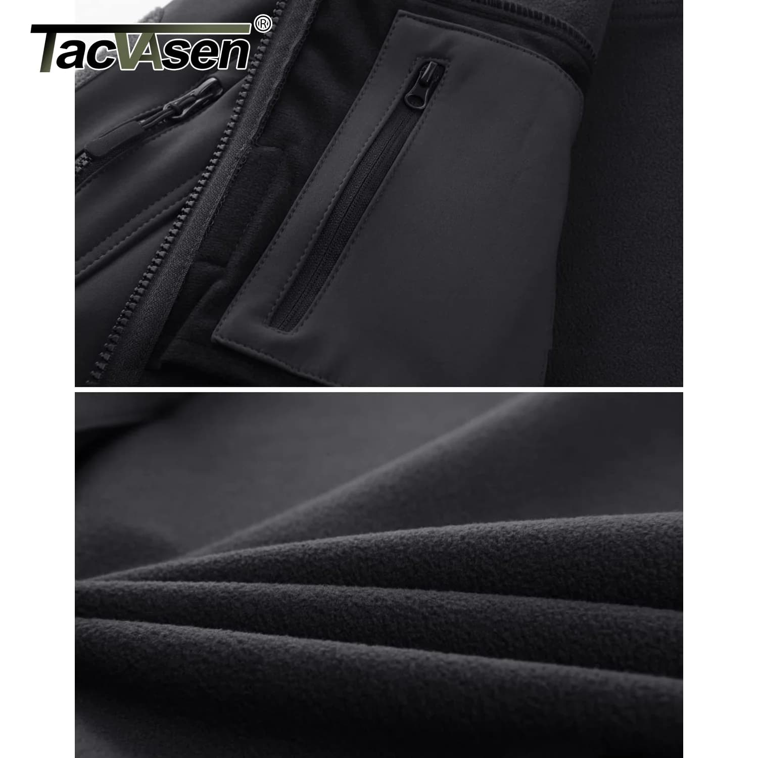 Veste softshell TACVASEN homme waterproof polaire - Veste randonnée travail coupe-vent extérieur zip complet