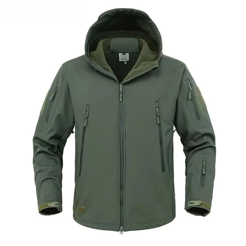 Veste militaire soft shell homme - Imperméable coupe-vent tactique avec capuche bomber