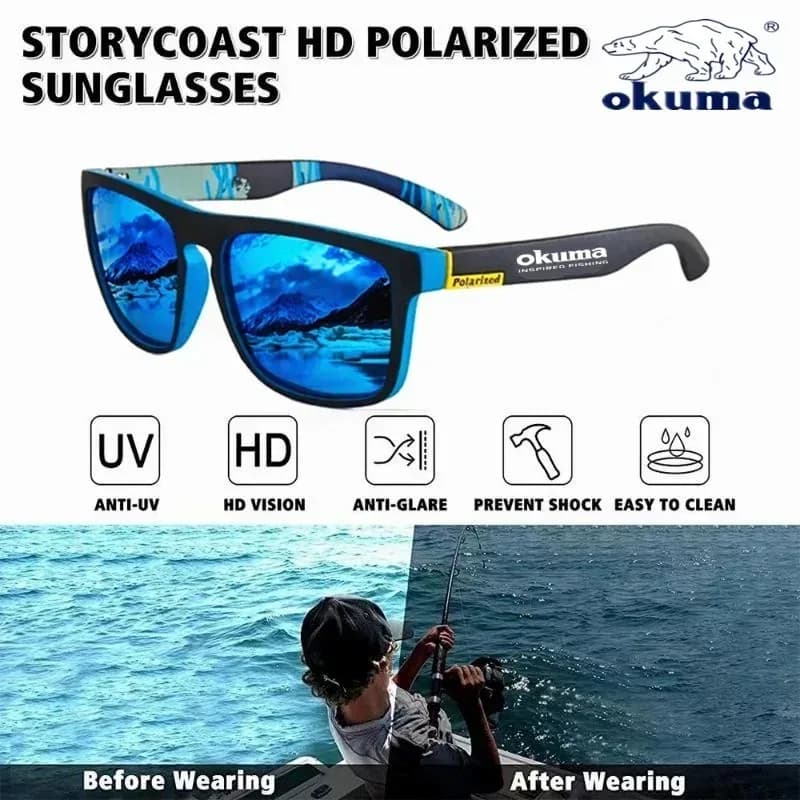Lunettes polarisées Okuma UV400 - Anti-lumière forte et éblouissement - Pêche, vélo, conduite