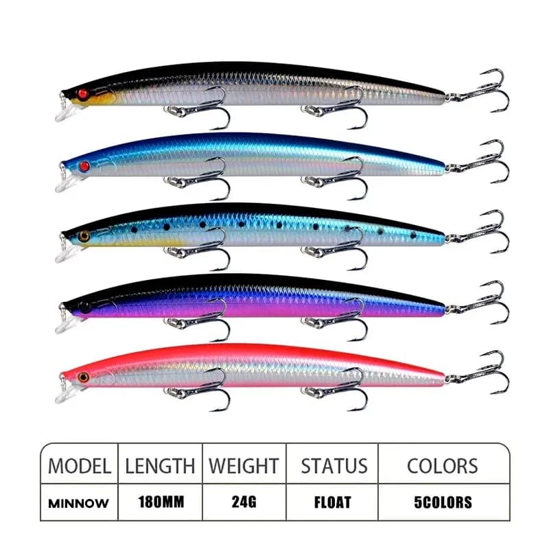 Leurre minnow laser dur appât artificiel 18cm 24g yeux 3D hameçons tranchants pêche mer wobblers