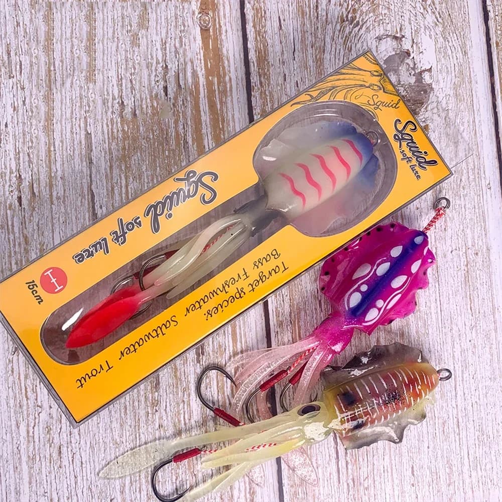 Leurre souple calmar lumineux UV 60g ZUKIBO pour pêche en mer profonde et trolling bateau