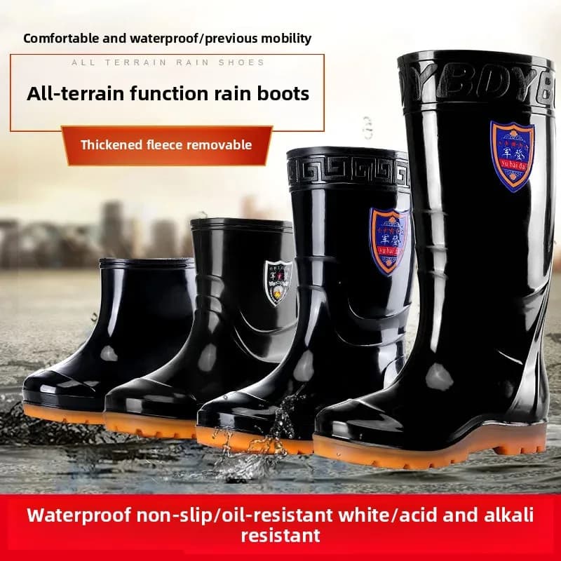 Bottes mi-mollet unisexes pêche - Chaussures PVC antidérapantes pour pêche en eau peu profonde