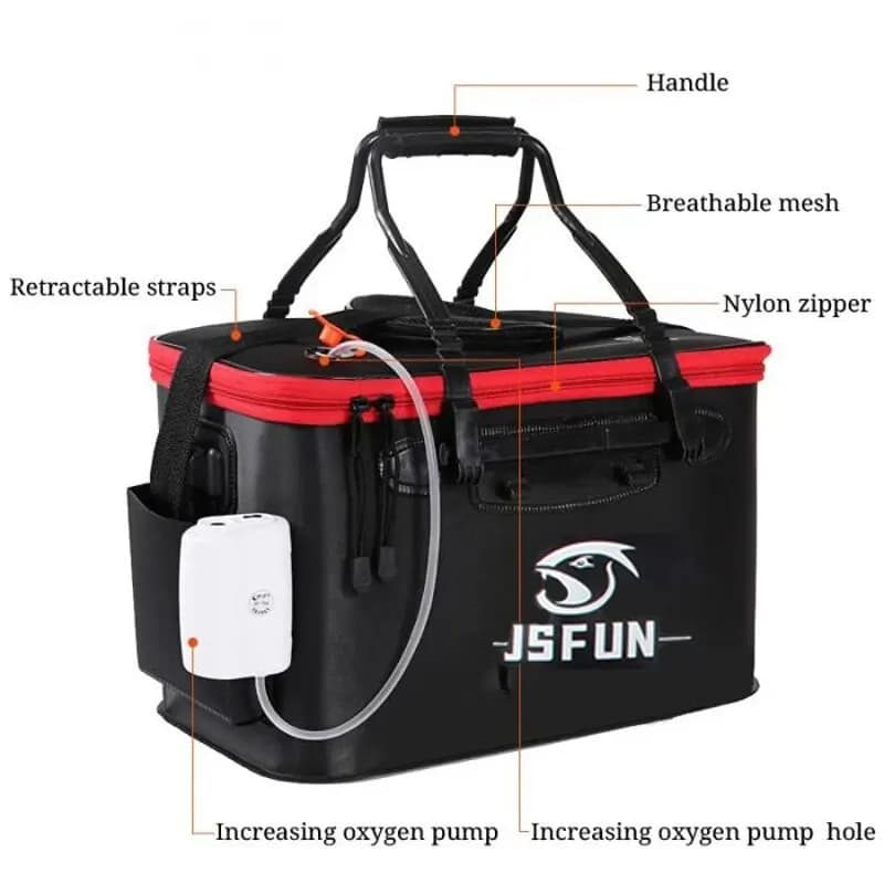 Seau de pêche pliable EVA sans pompe à oxygène pour transporter vos poissons vivants en extérieur