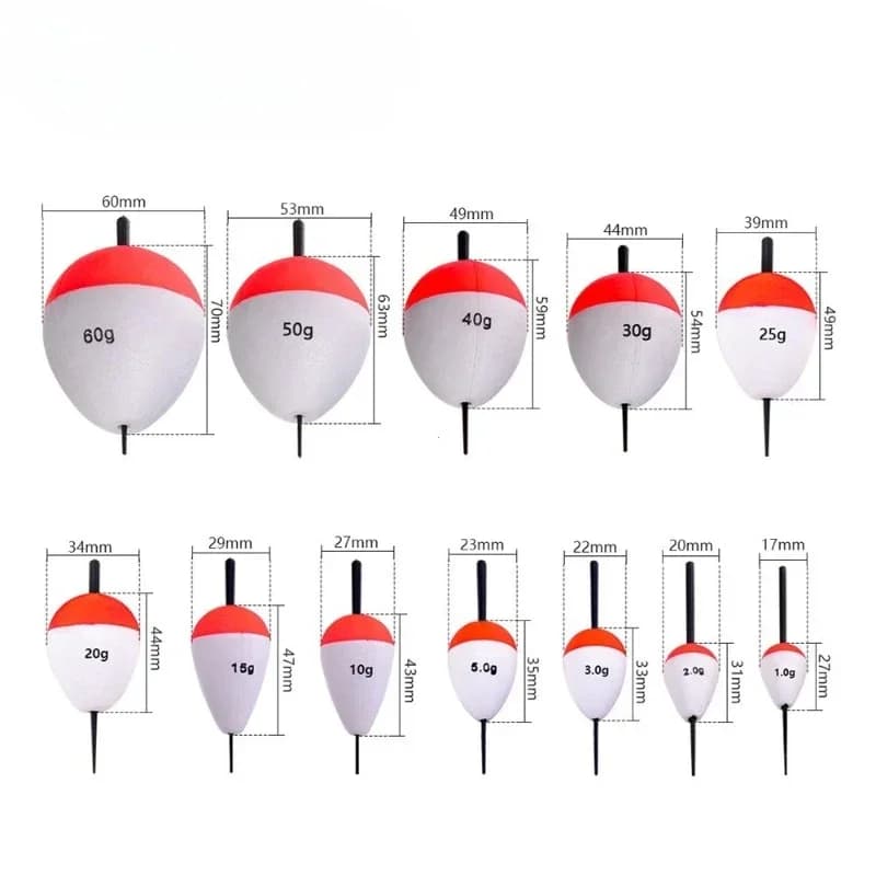 Set flotteurs EVA améliorés 5 pièces 1g à 5g - flotteurs mer et rivière haute visibilité pêche