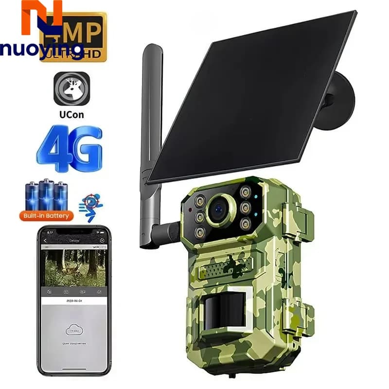 Caméra de piste solaire 4MP 4G avec détection PIR, vision nocturne IR pour observation de la faune