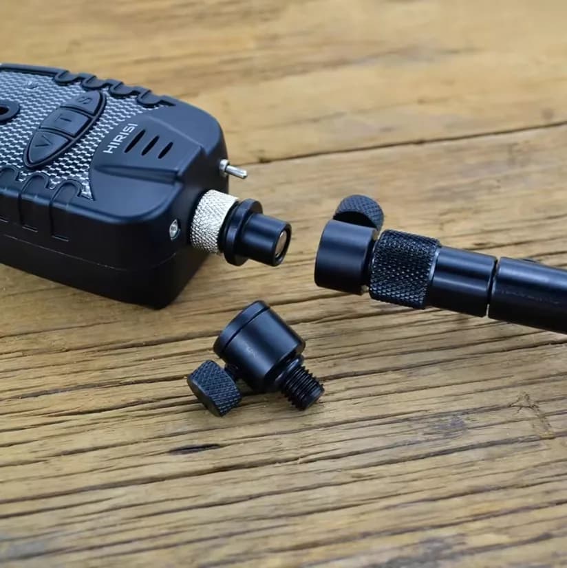 Connecteur rapide aluminium Hirisi M3/8 avec adaptateur dégagement rapide pour alarmes de pêche carpe AQ208