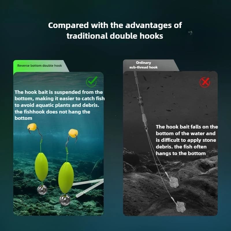 Double hook hair rig anti-fond pour pêche carpe - Montage suspension prêt à l'emploi carp fishing