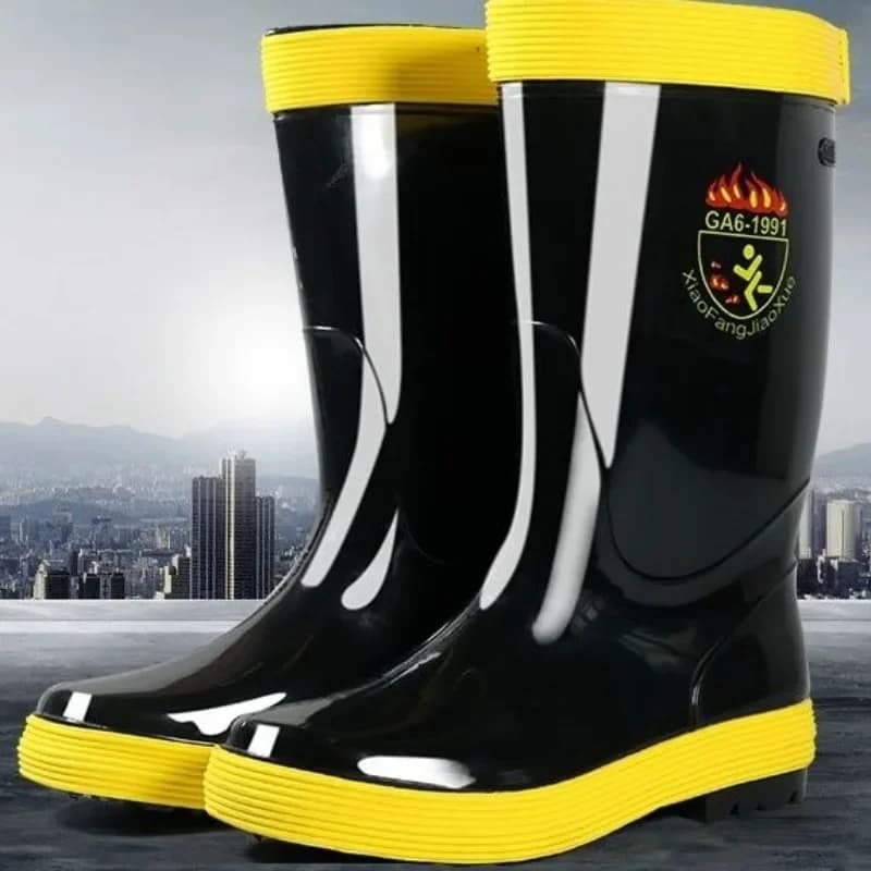 Bottes pêche homme PVC imperméables antidérapantes sans lacets larges pour jardin et activités extérieures