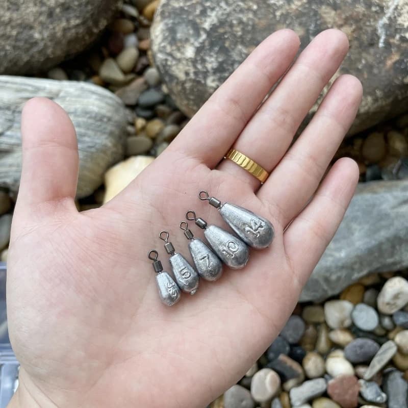 Kit 45 plombs drop shot 3.5g à 14g pour pêche aux leurres et montages carnassiers précis