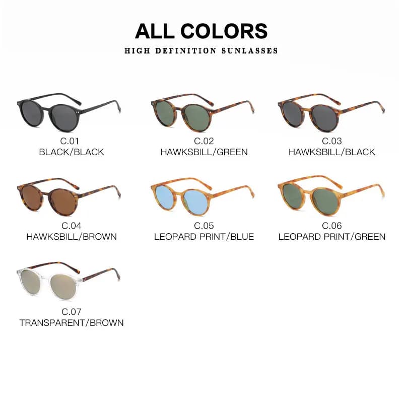 Lunettes de pêche polarisées rondes rétro - Protection UV400 avec cadre léopard tendance