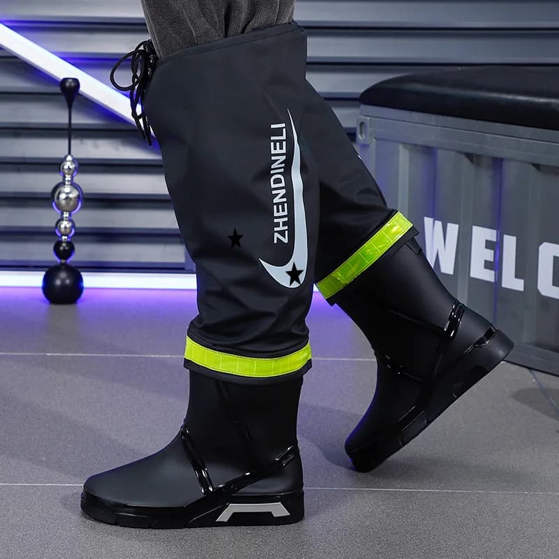 Bottes de pêche longues homme en PVC antidérapantes - Chaussures imperméables confortables pour travail et pêche